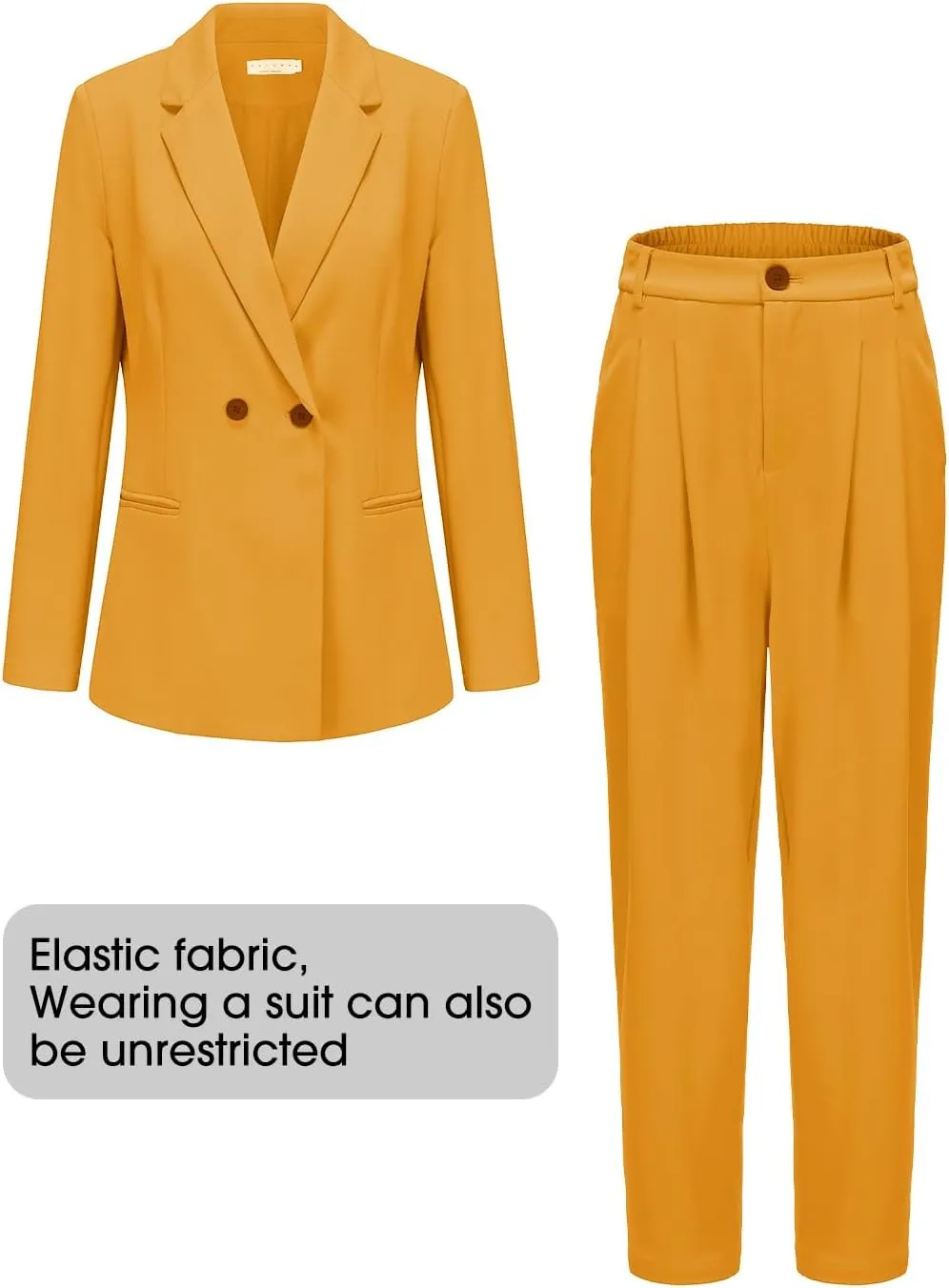EXLURA Women's Business Blazer and High Elastic Waist Pant Suit Set Loose Fit Casual Fall Winter 2 Piece Suits for Work