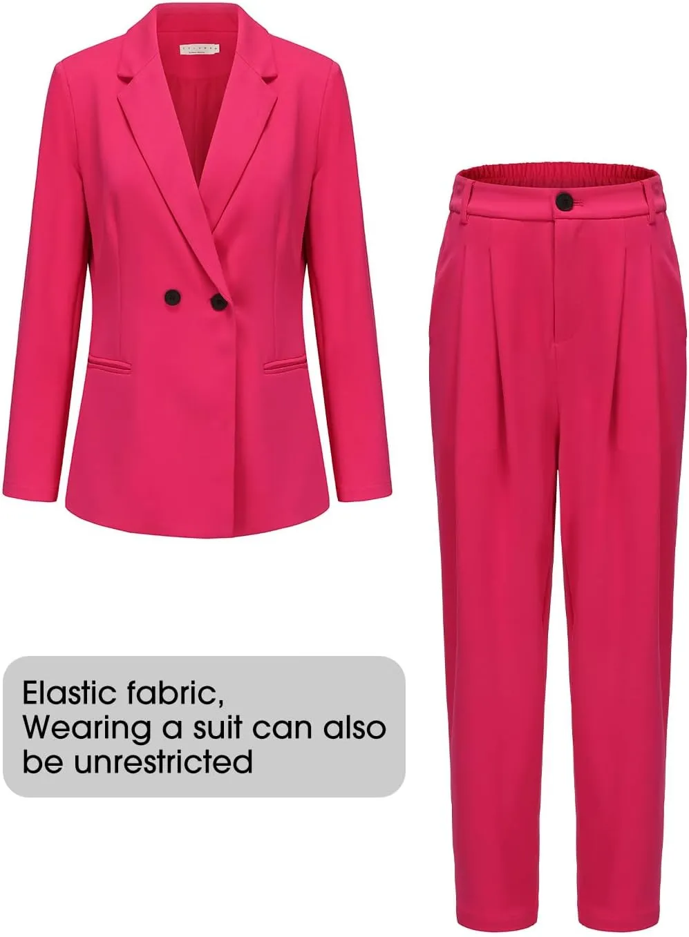 EXLURA Women's Business Blazer and High Elastic Waist Pant Suit Set Loose Fit Casual Fall Winter 2 Piece Suits for Work