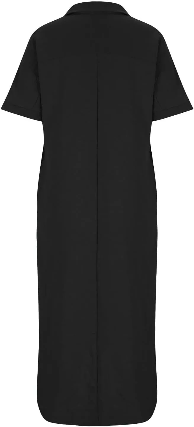 Fall Dresses for Women Plus Size Crewneck Midi Dress Shift Flowy Dress Loose Fit Casual Dress 2024