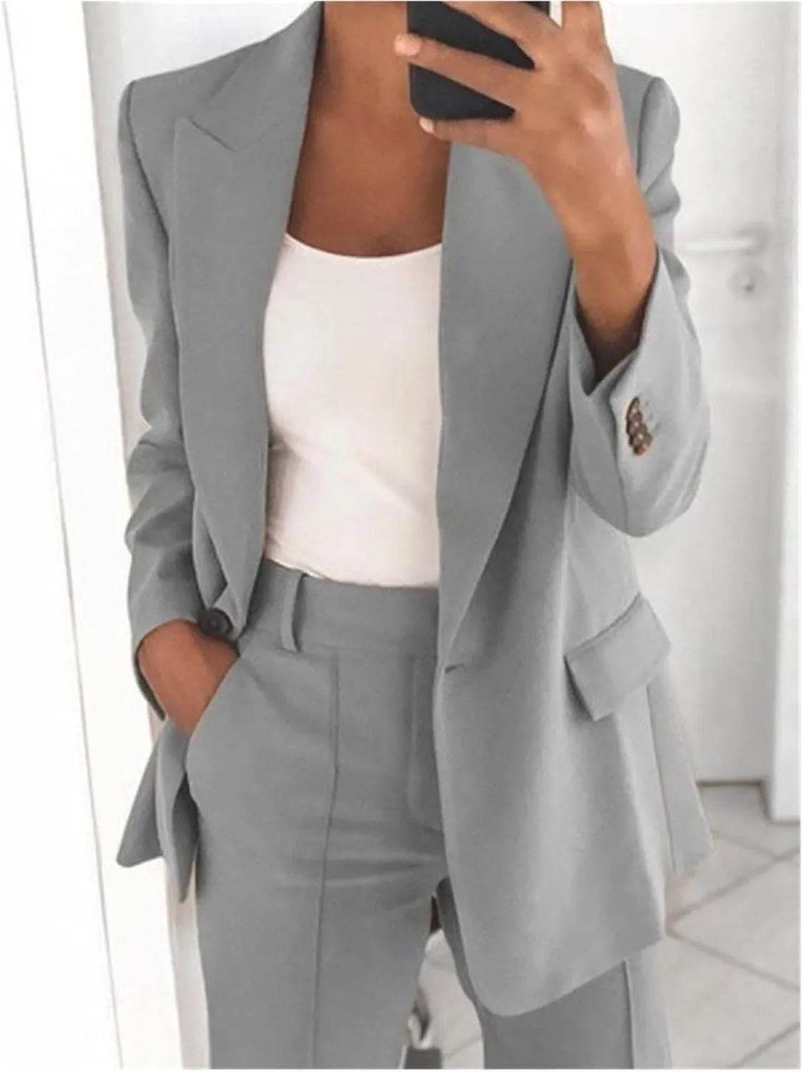 Firzero Plus Size Summer Business Casual Outfits for Women 2 Piece Dressy Work Pants Suits Blazer Jacket Long Pants 2024