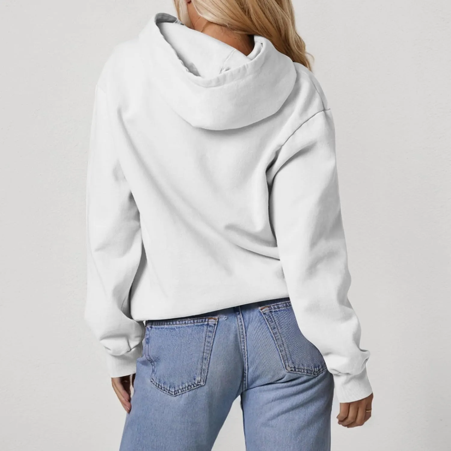 Fleece Hoodie Women Oversized Plain Hooded Sweatshirt Casual Long Sleeve Pullover Tops Comfy Drop Shoulder Sweater