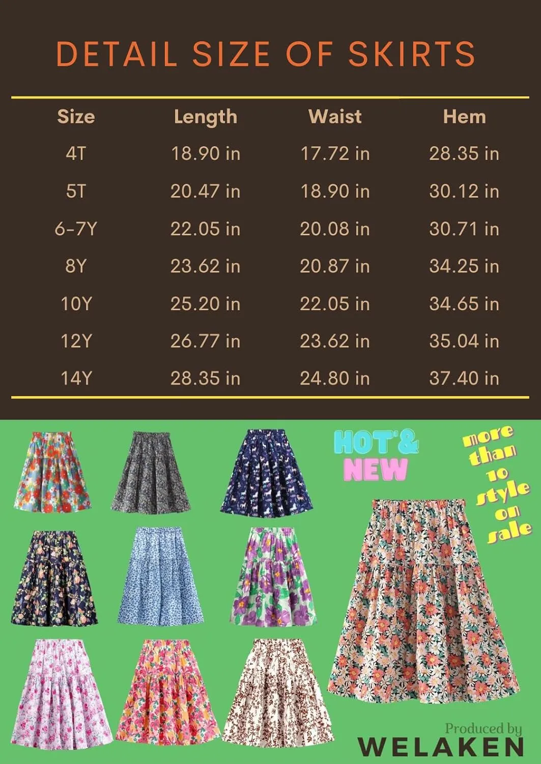Floral Long Skirt for Girls Toddler & Kids & Teens II Girl's A-Line Maxi Skirts