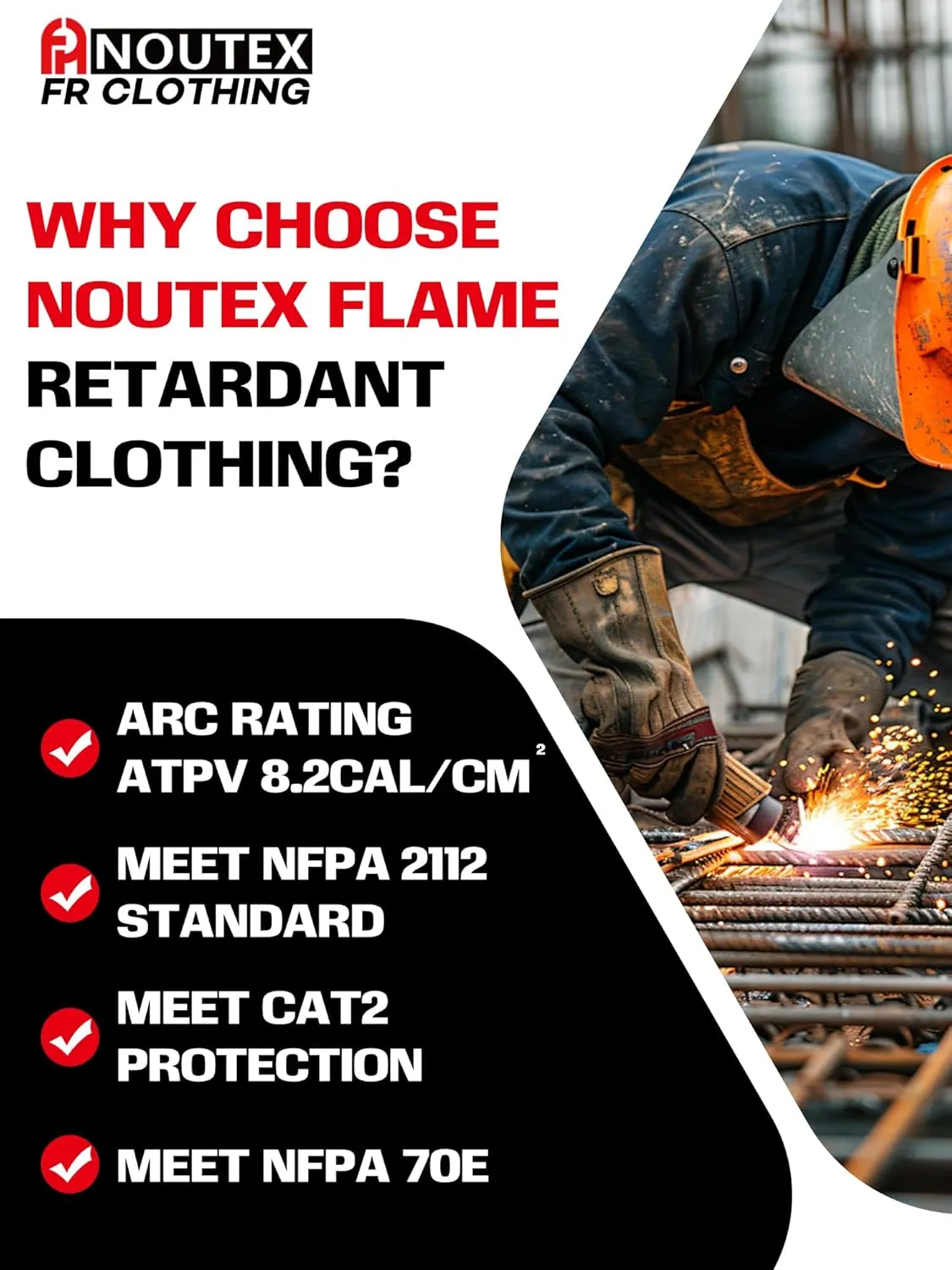 FR Ristop Pants for Men 6.5oz Flame Resistant Pants (2112& CAT2) 6-Pockets with Double Reinforced Knees