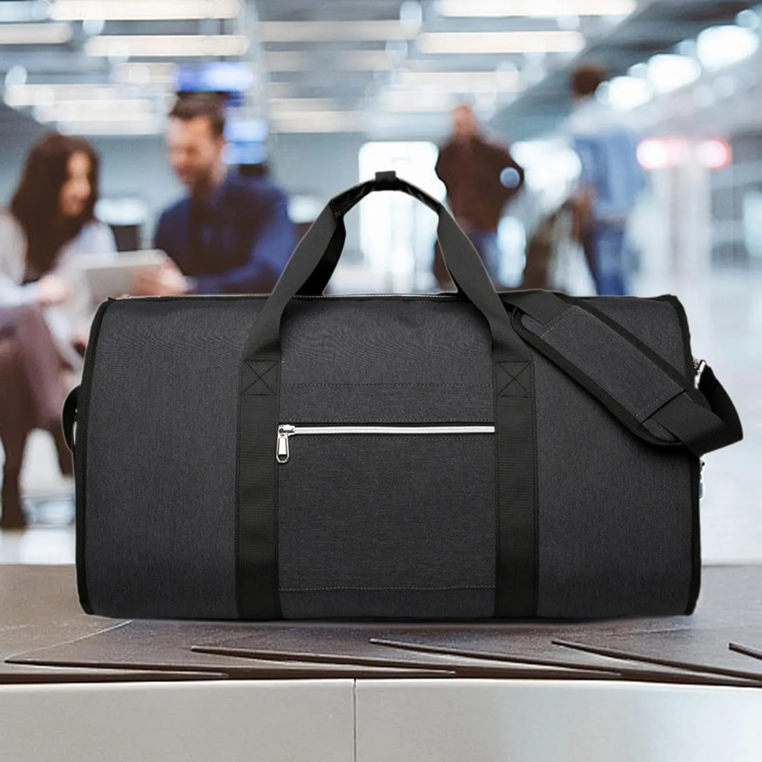 Garment Duffel Bag Carry on Garment Bag Large Capacity Adjustable Strap Suit Travel Bag Travel Duffel Bag for Trips Men Women, Black