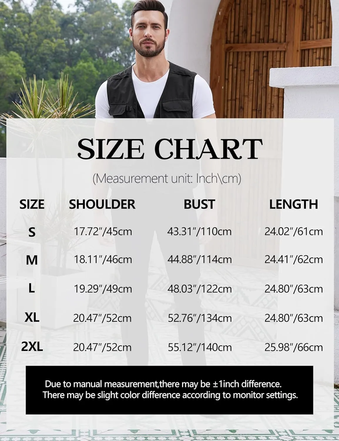 Gihuo Men's Utility Fishing Vest Lightweight Outdoor Work Safari Travel Cargo Vest with Multi-Pockets
