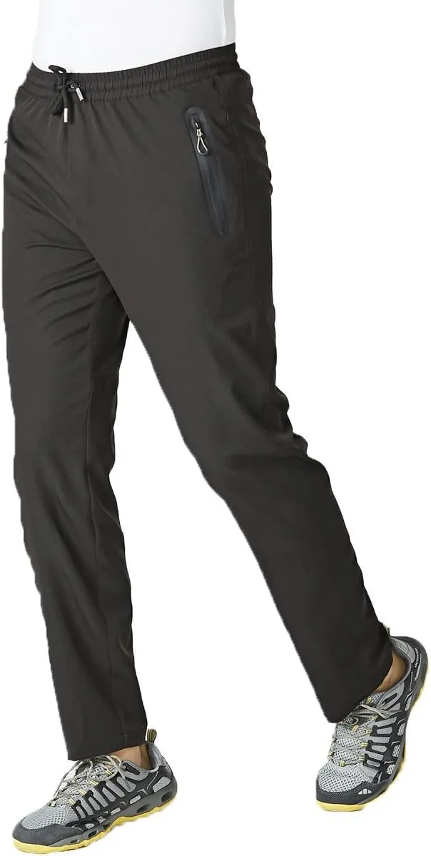 Gopune Men's Lightweight Hiking Running Sweatpants Quick Dry Outdoor Athletic Casual Pants with Zipper Pockets