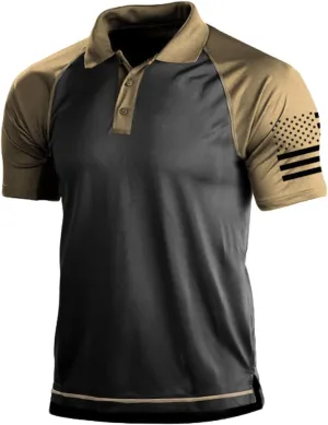 HARGLESMAN Men's 1776 Independence Day American Flag Short Sleeve Polo Golft Shirt(S-3XL)
