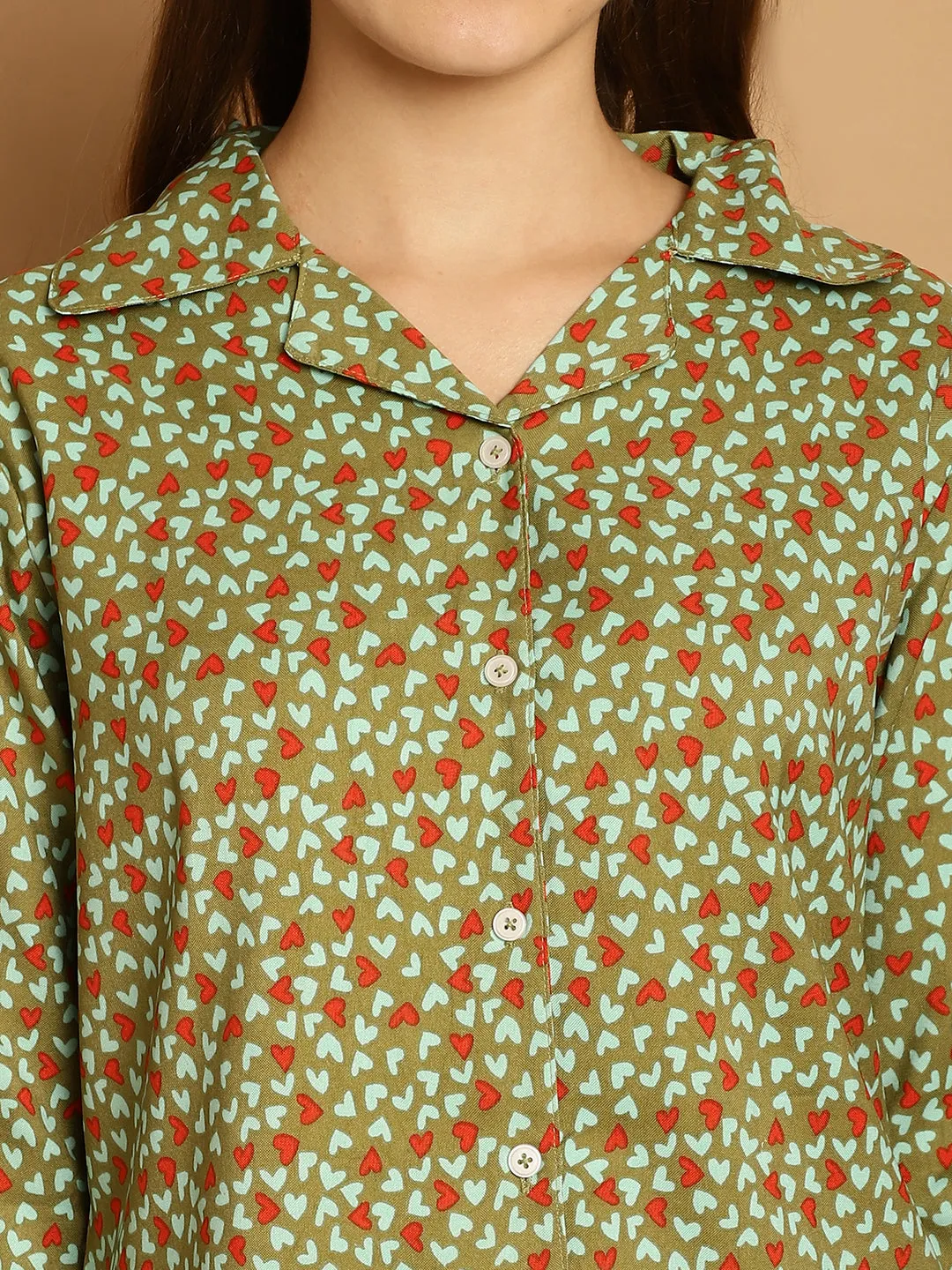 Heart Print Nightsuit Set