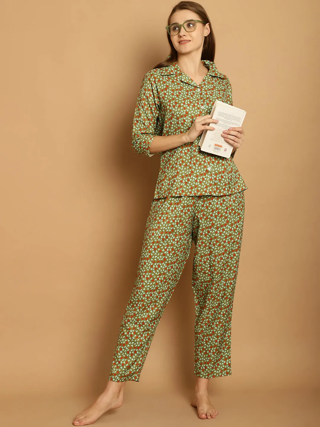 Heart Print Nightsuit Set