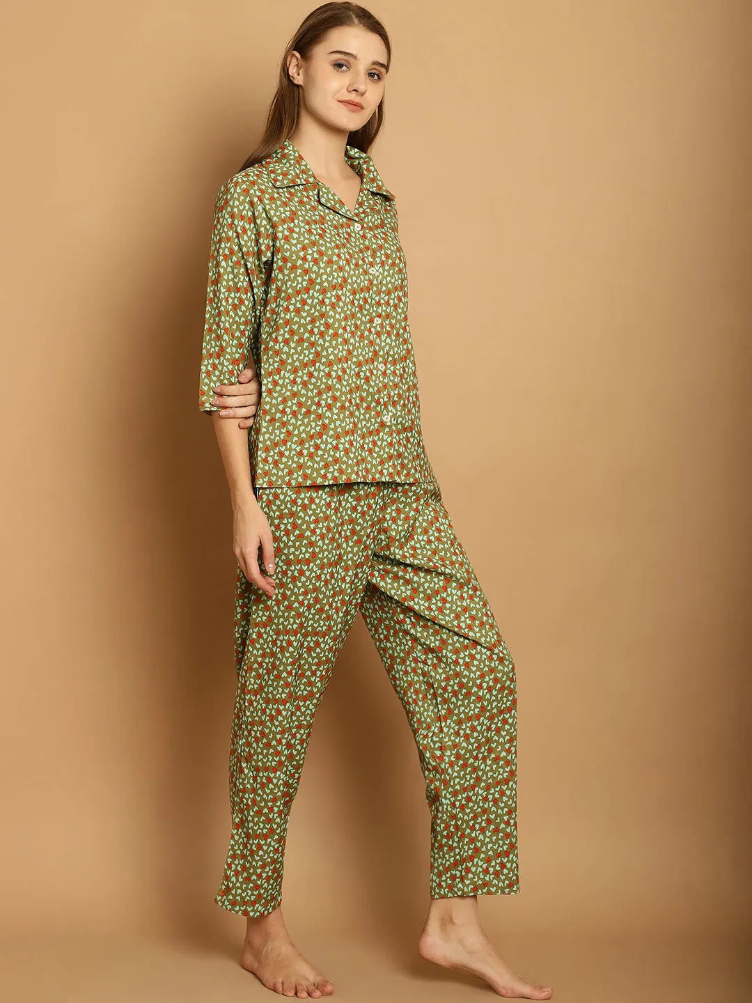 Heart Print Nightsuit Set