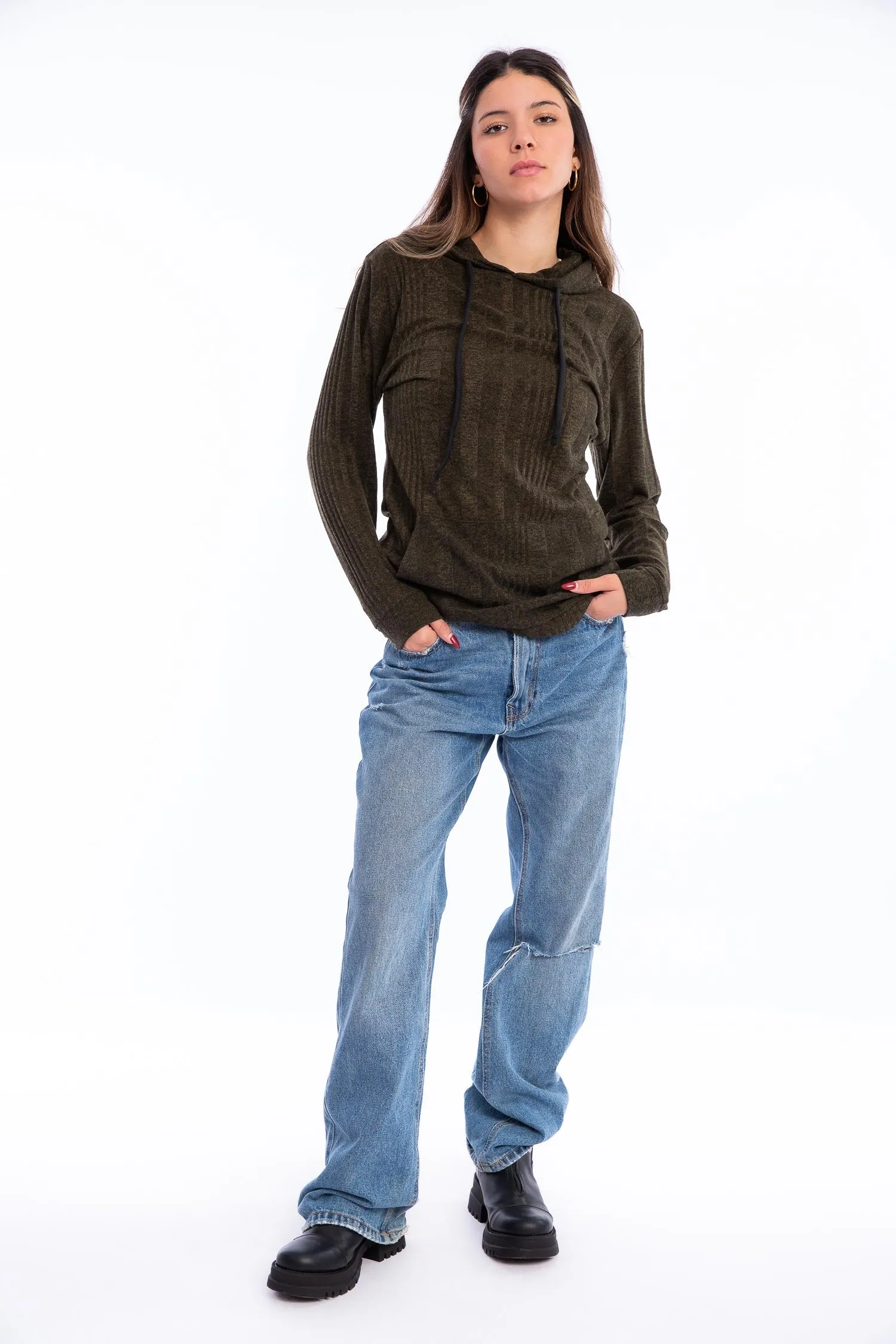High Low Cotton Long Hoodie - Kady