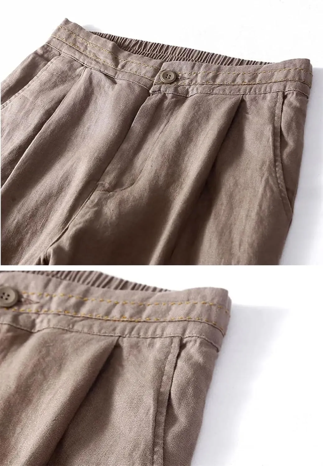 Hndudnff Woman Solid with Pocket Pants Elastic Waist Harem Pants Loose Casual Office Trousers