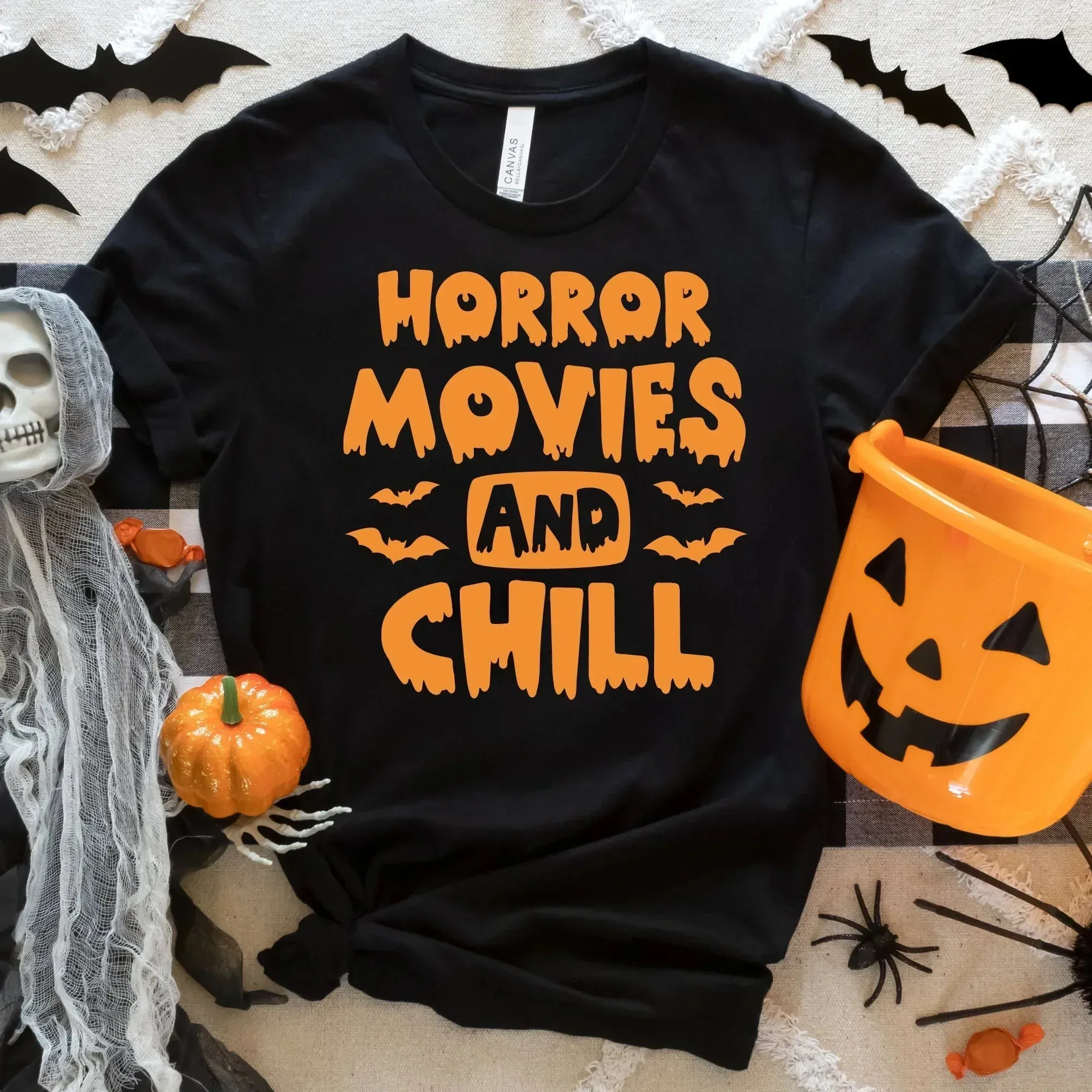 Horror Movie  & Chill Sweater, Halloween Crewneck, Funny Halloween Party, Cute Halloween Hoodie, Halloween Ghost Shirt, Boo Shirt
