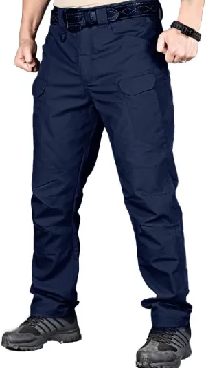 HYCOPROT Men's Hiking Pants Ripstop Water Repellent Lightweight Casual Cargo Pants Quick Dry Army 10 Pockets Work Trousers