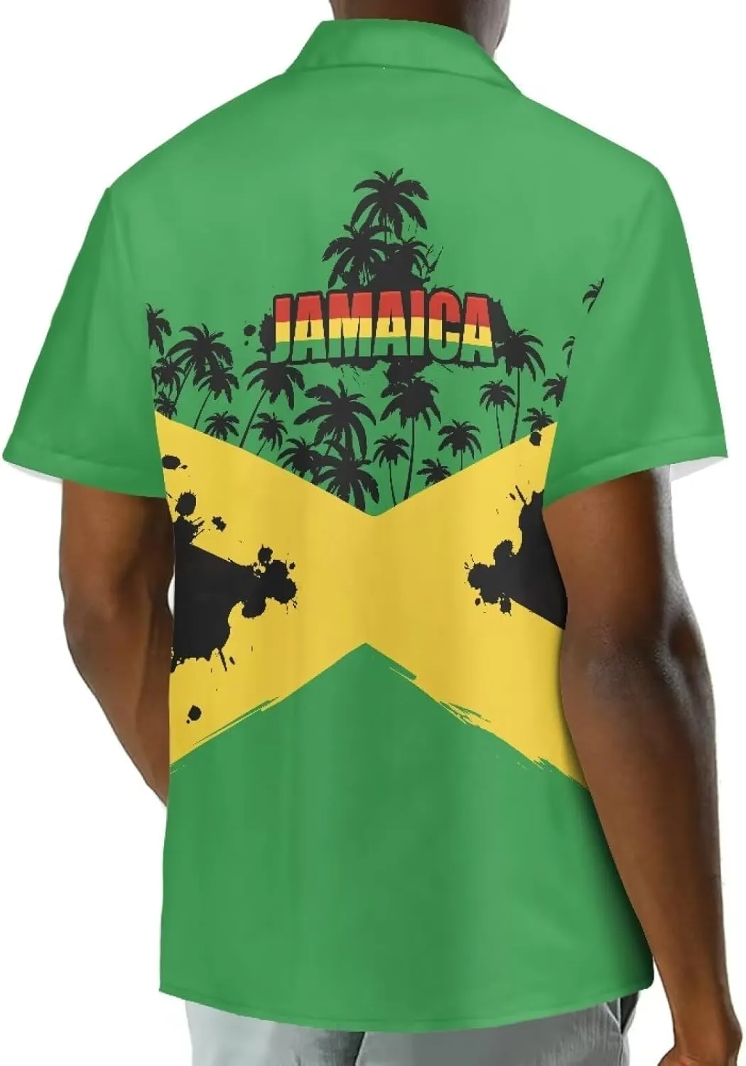 Jamaican 2 Piece Set Couple Outfits Women Jamaica Flag Short Sleeve Skinny Slim Dress Men's Shirt