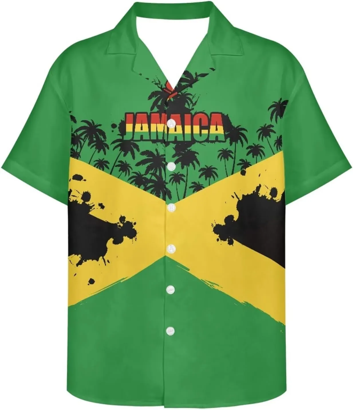 Jamaican 2 Piece Set Couple Outfits Women Jamaica Flag Short Sleeve Skinny Slim Dress Men's Shirt
