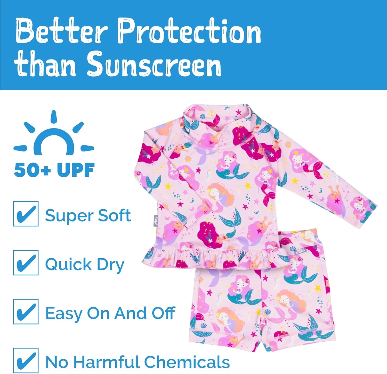 JAN & JUL Long Sleeve 2-pc UV Swim-Suit Set with Shorts (Baby, Toddler, Kids)