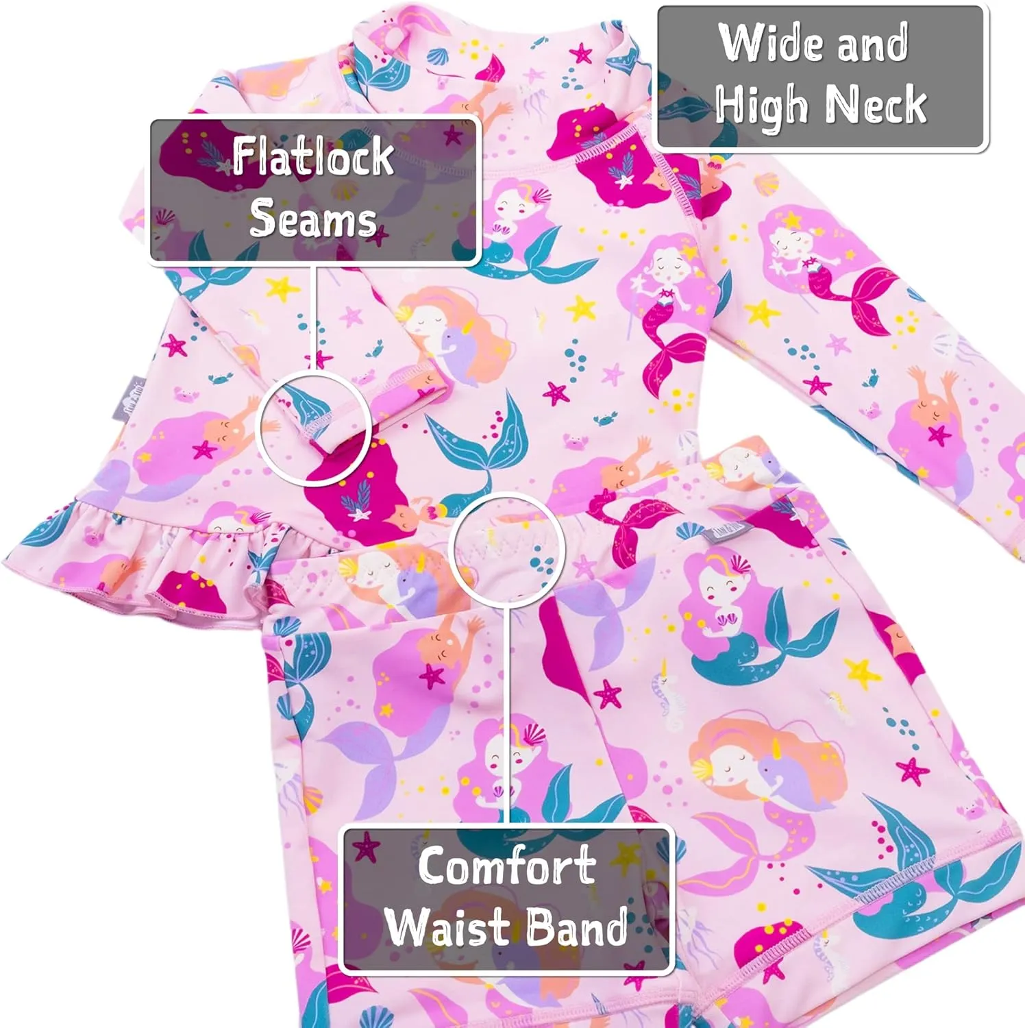 JAN & JUL Long Sleeve 2-pc UV Swim-Suit Set with Shorts (Baby, Toddler, Kids)