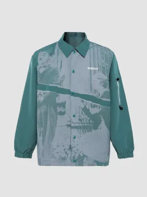 JUSTNOTAG Casual Print Vintage Plus Size Jacket