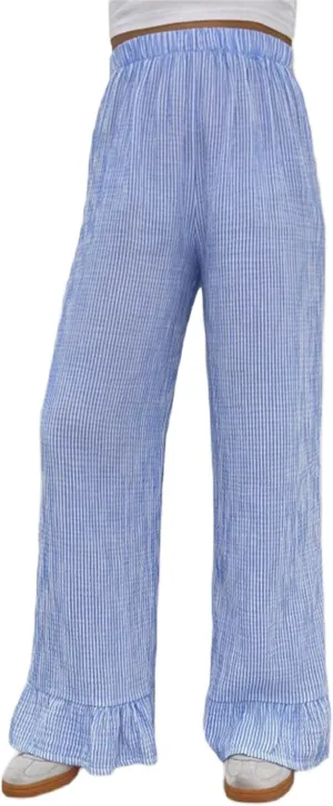 Karwuiio Women Y2k Striped Linen Boxer Pants High Waist Wide Leg Lounge Trousers Fashion Casual Pants Streetwear