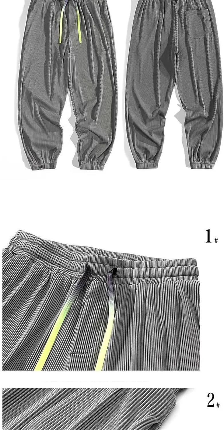 keusyoi Men's Sweatpant Summer Thin Ice Silk Pants Loose Sports Harem Pants Quick-Drying Casual Trousers