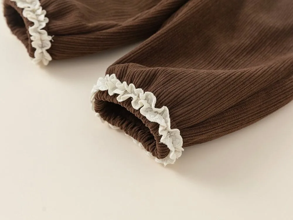 Lace Cuffed Winter Plush Casual Pants