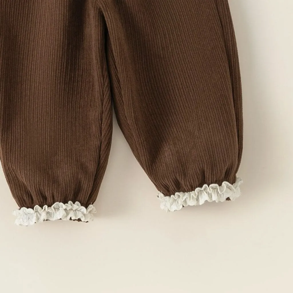 Lace Cuffed Winter Plush Casual Pants