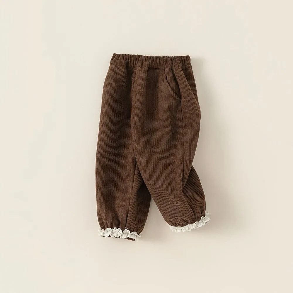 Lace Cuffed Winter Plush Casual Pants