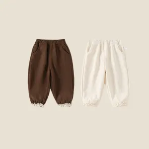 Lace Cuffed Winter Plush Casual Pants