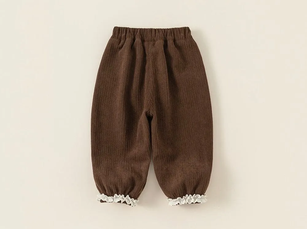 Lace Cuffed Winter Plush Casual Pants