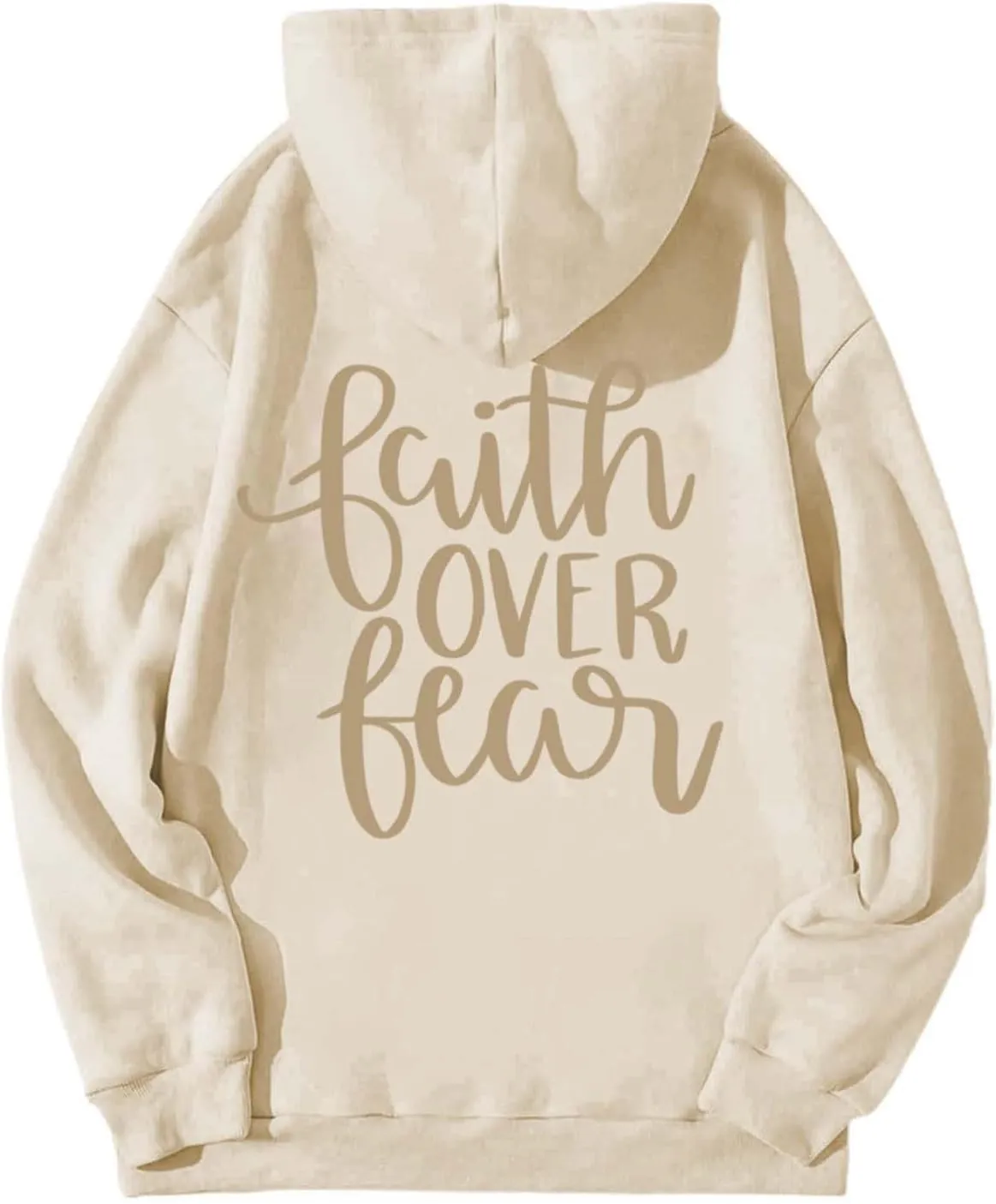 Letter Graphic Hoodie for Women Oversized Long Sleeves Sweatshirt Faith Over Fear Sweater Fall Clothes with Pocket