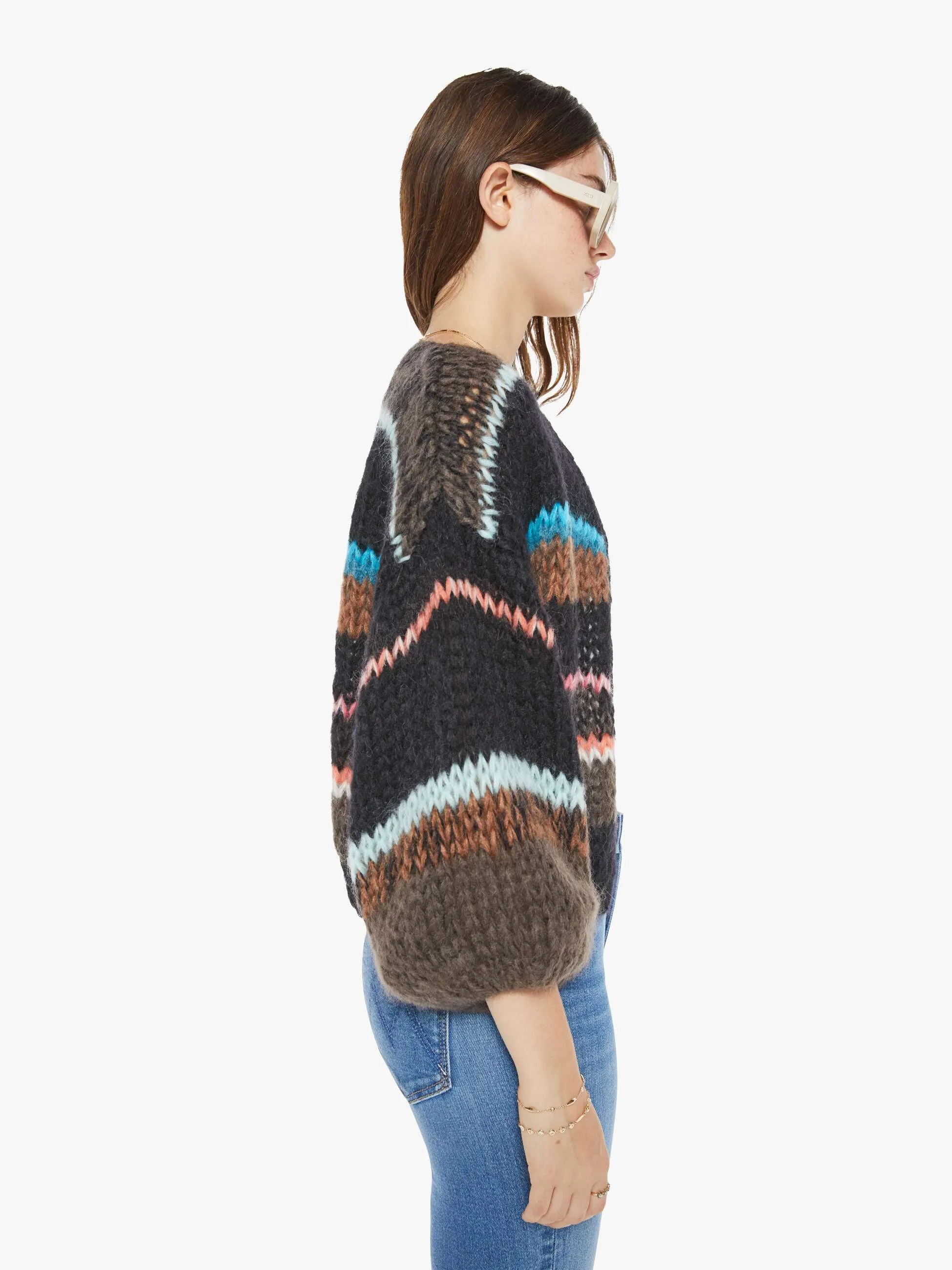 Maiami Stripes Galore Bomber Cardigan - Chocolate