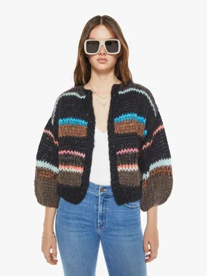 Maiami Stripes Galore Bomber Cardigan - Chocolate