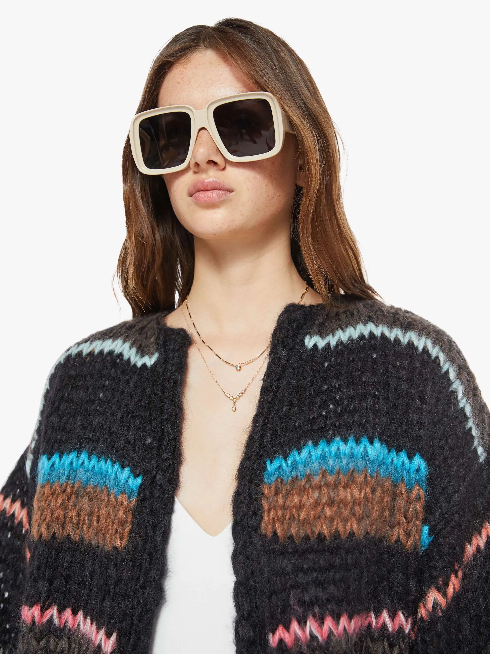 Maiami Stripes Galore Bomber Cardigan - Chocolate