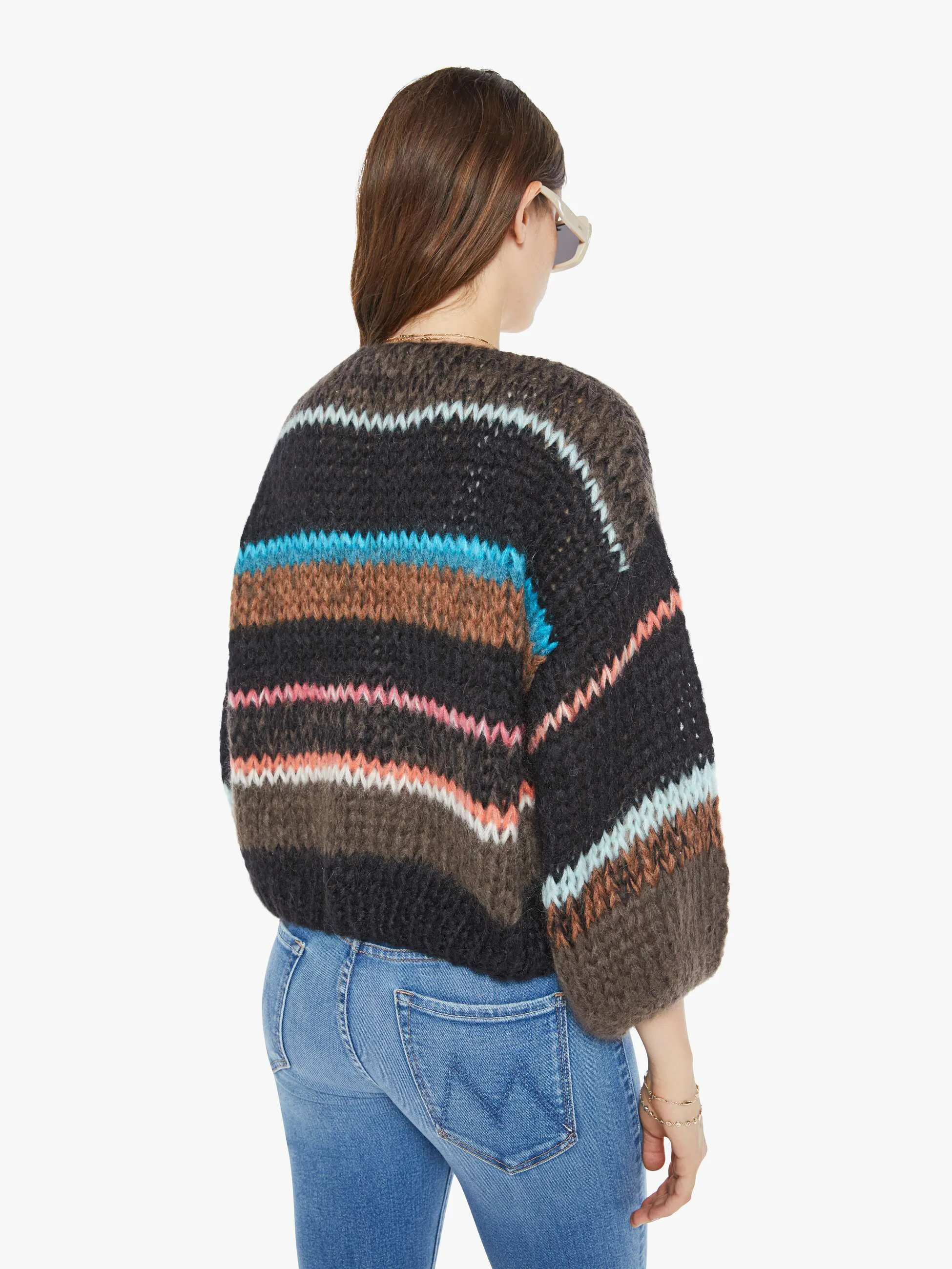 Maiami Stripes Galore Bomber Cardigan - Chocolate