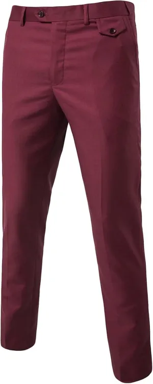 Maiyifu-GJ Men's Casual Business Dress Pants Fashion Slim Fit Suit Pants Stretch Skinny Flat Front Chino Trousers
