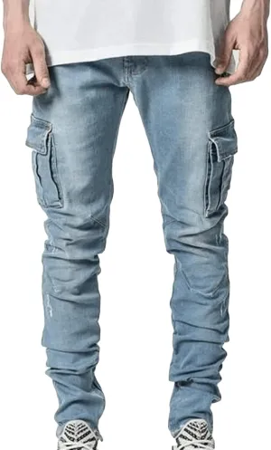 Maiyifu-GJ Men's Skinny Slim Fit Jeans Stretch 6 Pockets Denim Pencil Pants Casual Hip Hop Side Pocket Jean Trousers