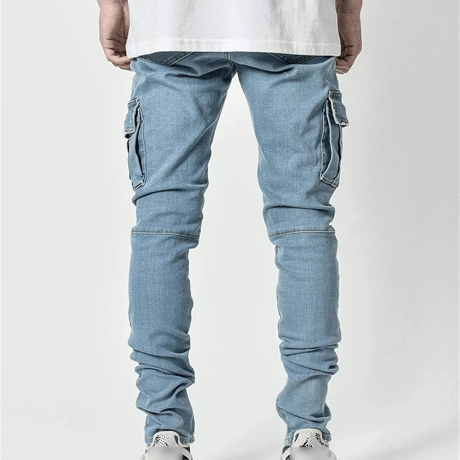 Maiyifu-GJ Men's Skinny Slim Fit Jeans Stretch 6 Pockets Denim Pencil Pants Casual Hip Hop Side Pocket Jean Trousers