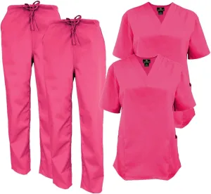 M&M SCRUBS Women's Scrub Set V-Neck Medical Scrub Tops and Pants 2 Pack Set
