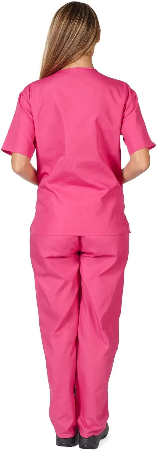 M&M SCRUBS Women's Scrub Set V-Neck Medical Scrub Tops and Pants 2 Pack Set