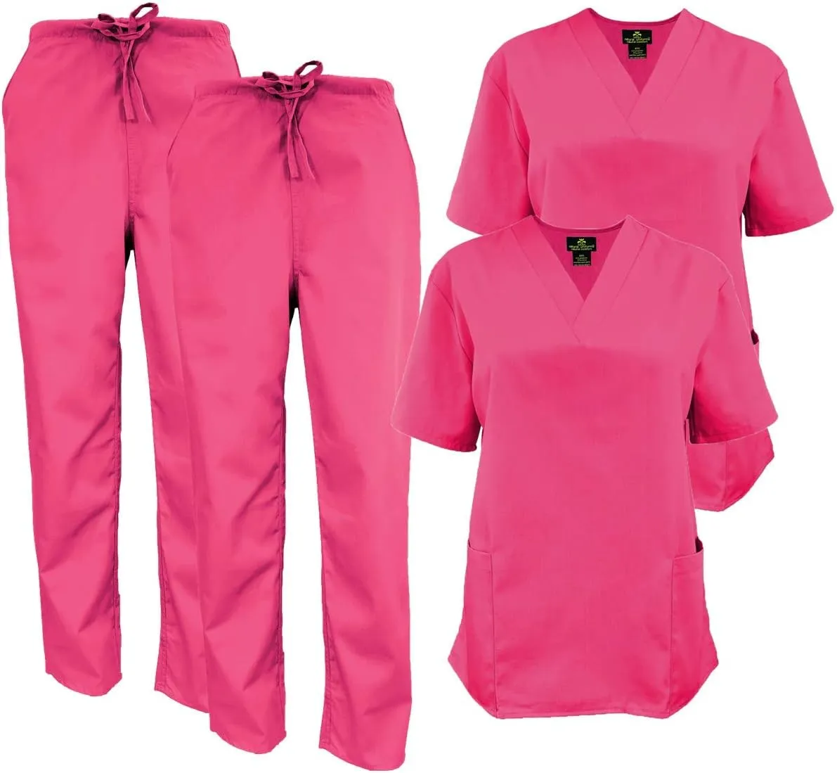M&M SCRUBS Women's Scrub Set V-Neck Medical Scrub Tops and Pants 2 Pack Set