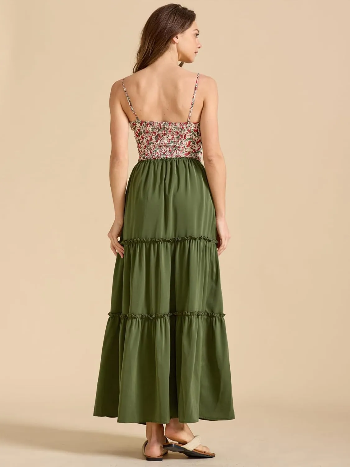 Maxi Skirts for Women Tiered Long Skirts Pleated A Line Adjustable Elastic Waist with Drawstring Flowy Long Skirt