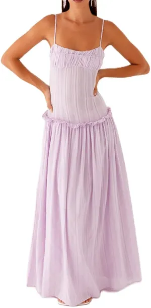 Meiweileya Women Spaghetti Strap Maxi Dress Smocked Drop Waist Long Dresses Backless Tiered Flowy Sundress Summer Beach 2025