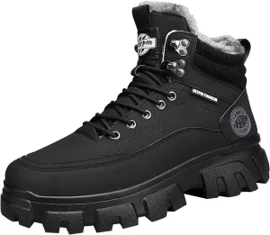 Men Work Boots Soft Toe Hiking Sneakers with Warm Fur Lining Women's Workout Shoes Non-Slip Winter Outdoor Botas Waterproof Non Slip Hike Grounded Footwear