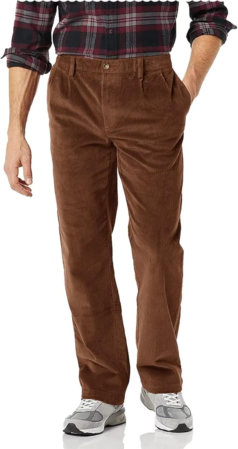 Mens Slim Fit Dress Pants Corduroy Chino Pant