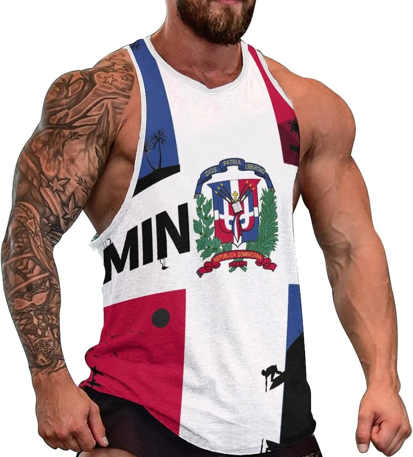 Mens Tank Tops Summer Sleeveless T-Shirt Puerto Rico Flag Casual Funny Gym Workout Tank Top