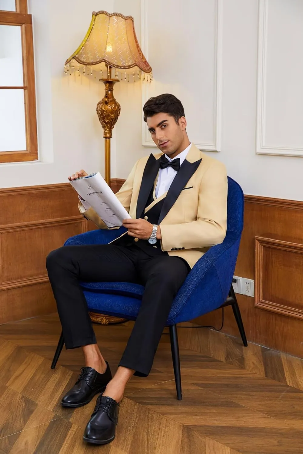 Men's Tuxedos 3 Piece Double Breasted Suit Men Slim Fit Tuxedo for Men Prom Wedding Groom Tux Suits Set Blazer Vest Pants
