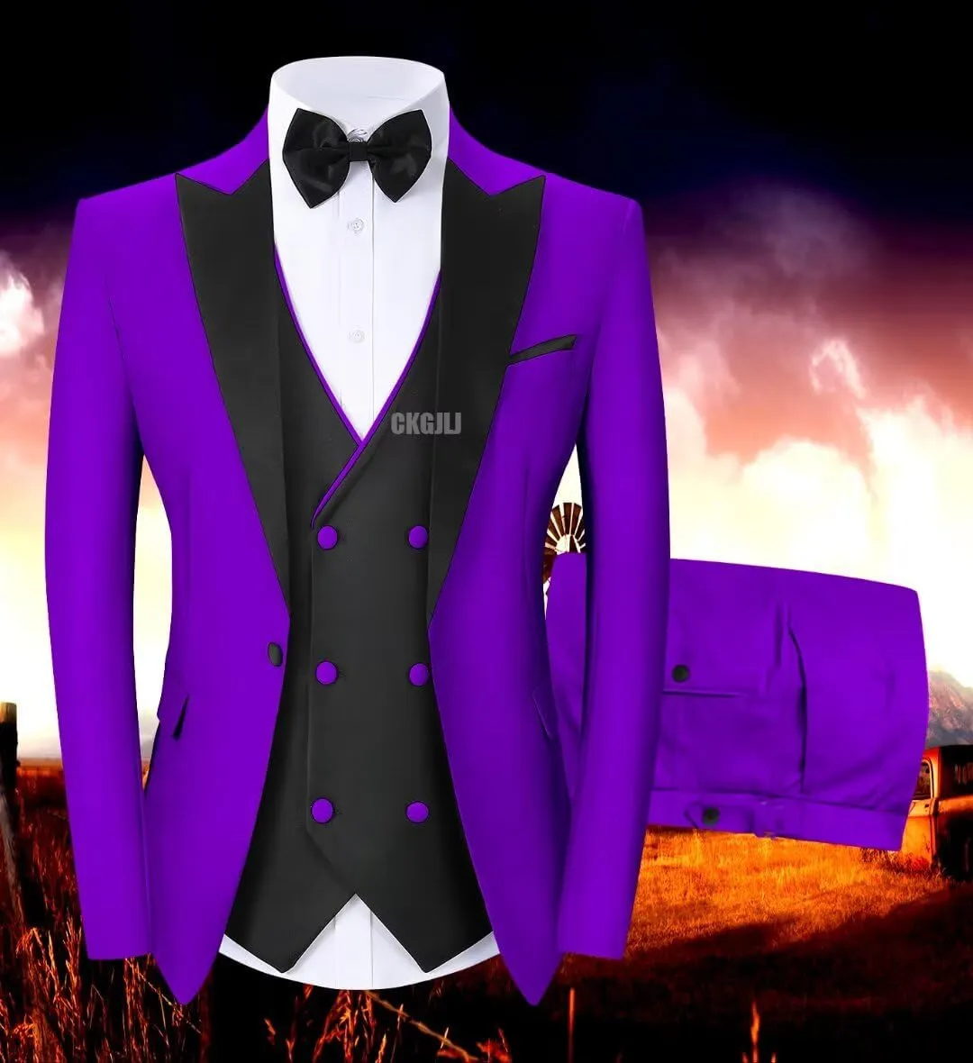 Men's Tuxedos 3 Piece Double Breasted Suit Men Slim Fit Tuxedo for Men Prom Wedding Groom Tux Suits Set Blazer Vest Pants