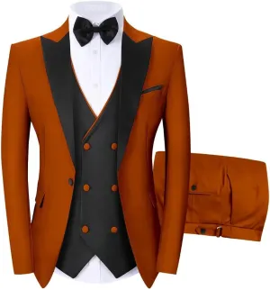 Men's Tuxedos 3 Piece Double Breasted Suit Men Slim Fit Tuxedo for Men Prom Wedding Groom Tux Suits Set Blazer Vest Pants