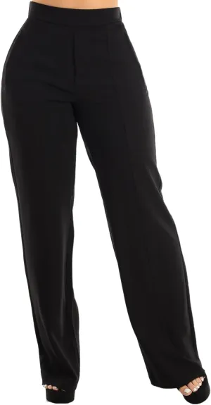 Moda Xpress Women's Stretch High Waisted Dress Pants for Work, Straight, Wide, Skinny Leg Business Office Casual Pants 40609N